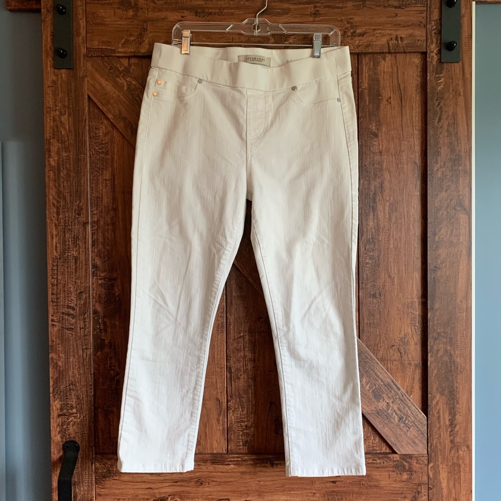 Liverpool white pull on jeans